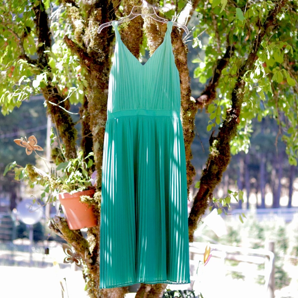 Banana Republic | Green Pleated Midi Dress